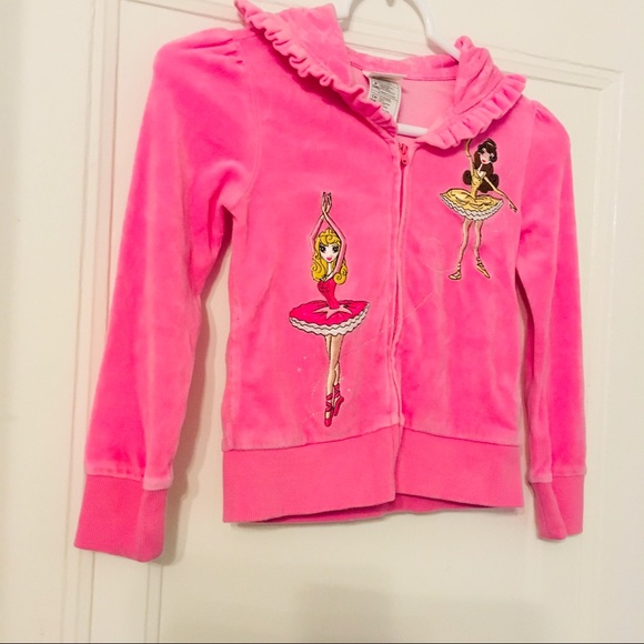 Disney Store Pink Zipper Hoodie Sz 5-6 - Picture 2 of 7